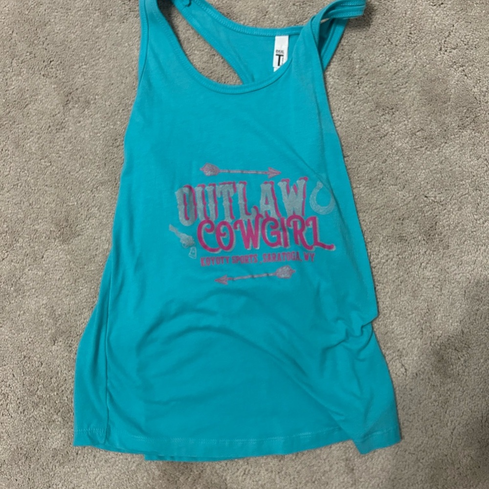 Outlaw Cowgirl Teal Tank Top